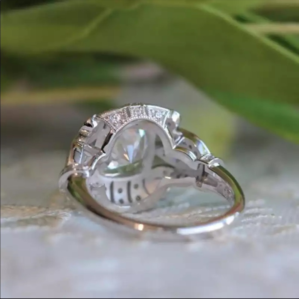 925 Silver Art Deco Statement Ring - image 4